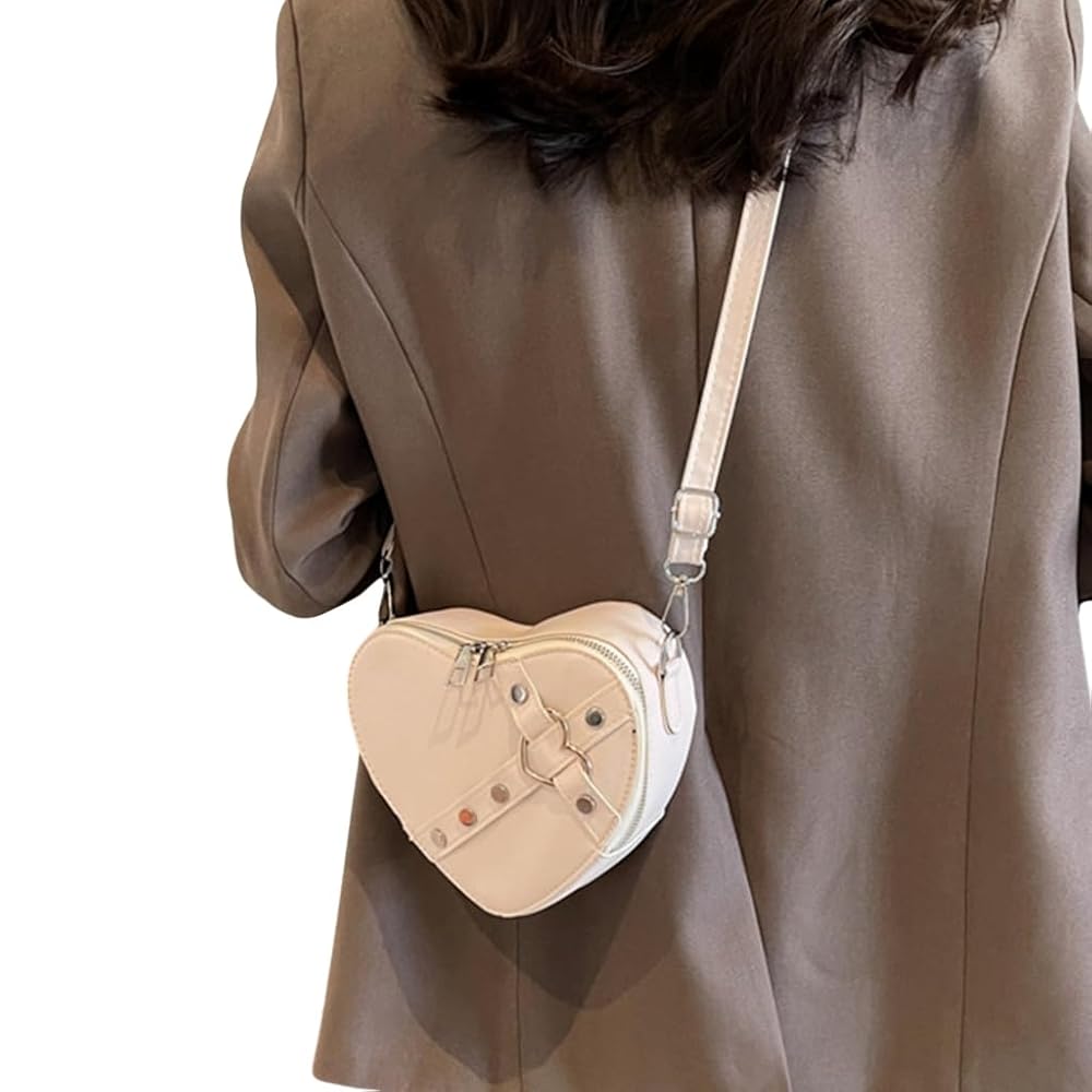 Amazon | xbiez ハート型クロスボディバッグ リベットショルダー